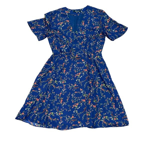 Madewell Amaranth Wrap Dress‎ in Moonless Floral 00 Flutter Short Sleeve Lined - Picture 1 of 7